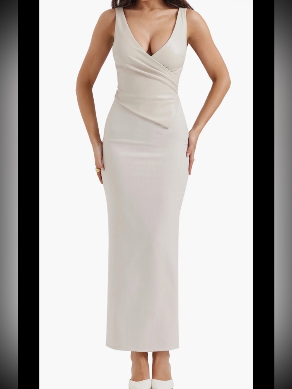 House Of CB Laria Pleated Faux Leather Cocktail Dress,sz S,new Without Tag